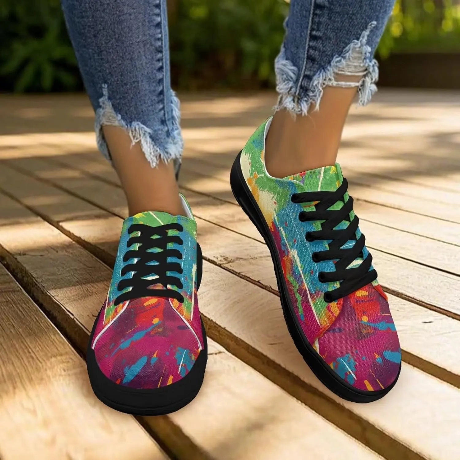Canvas Shoes for Women Classic Fashion Sneakers Lace Up Low Top Casual Lightweight Breathable Sneakers Wide Toe Shoes