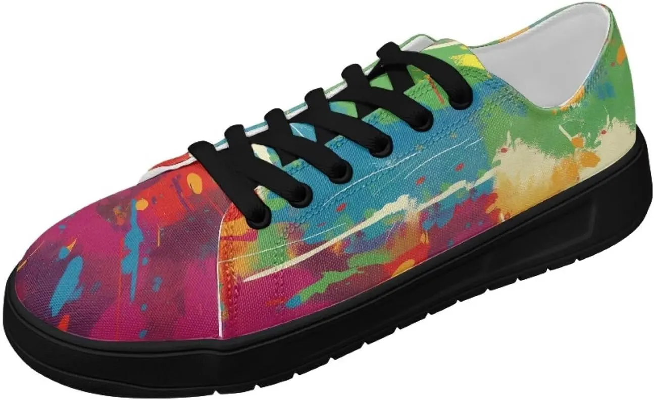 Canvas Shoes for Women Classic Fashion Sneakers Lace Up Low Top Casual Lightweight Breathable Sneakers Wide Toe Shoes