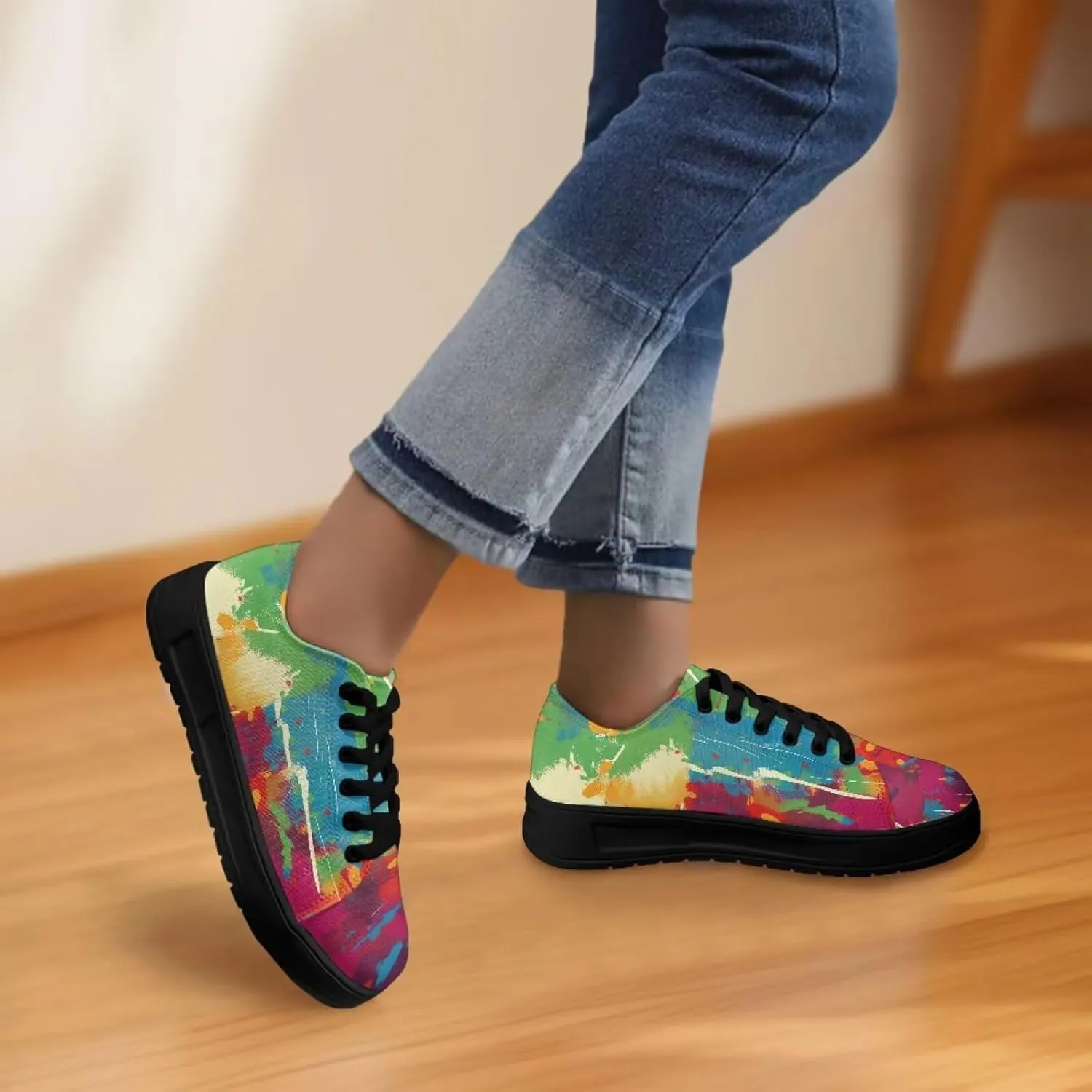 Canvas Shoes for Women Classic Fashion Sneakers Lace Up Low Top Casual Lightweight Breathable Sneakers Wide Toe Shoes