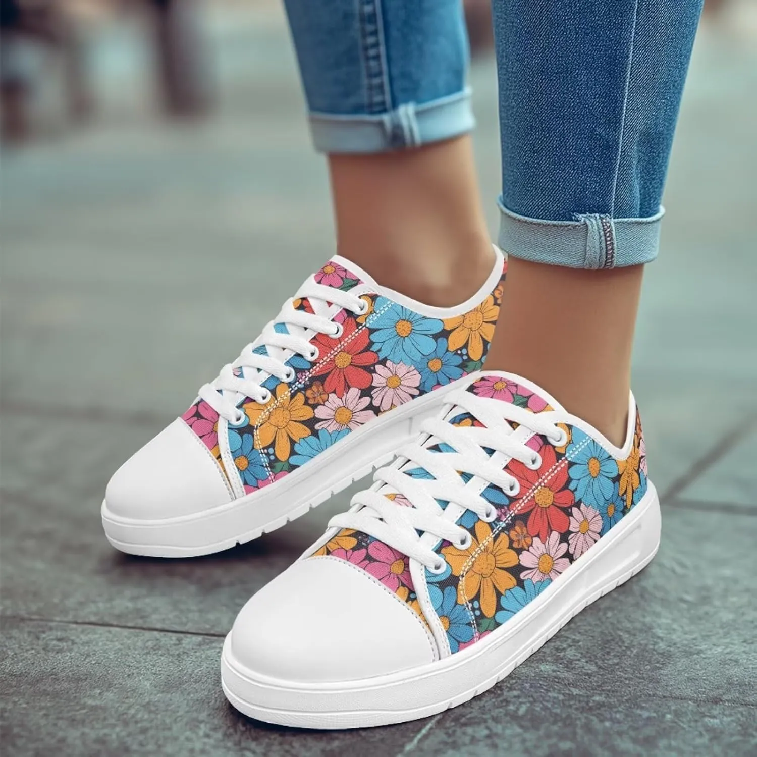Canvas Shoes for Women Low Top Lace Up Tennis Shoes Girls Fashion Comfortable Sneakers Classic Casual Sneakers