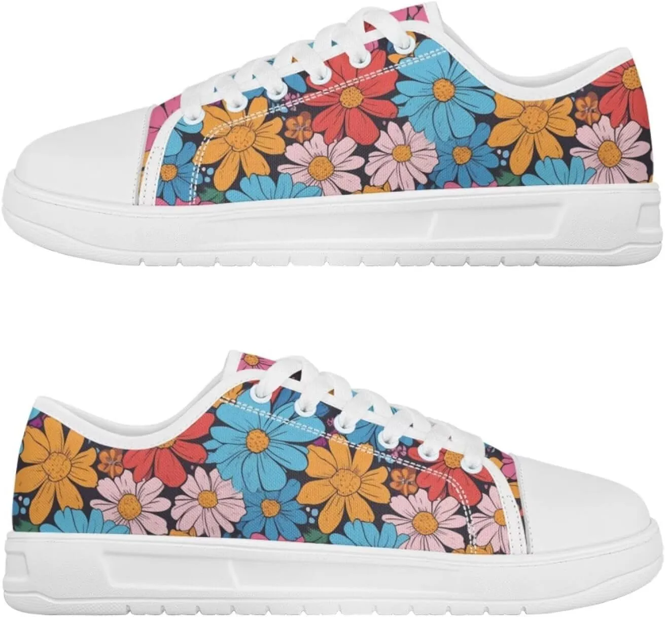 Canvas Shoes for Women Low Top Lace Up Tennis Shoes Girls Fashion Comfortable Sneakers Classic Casual Sneakers