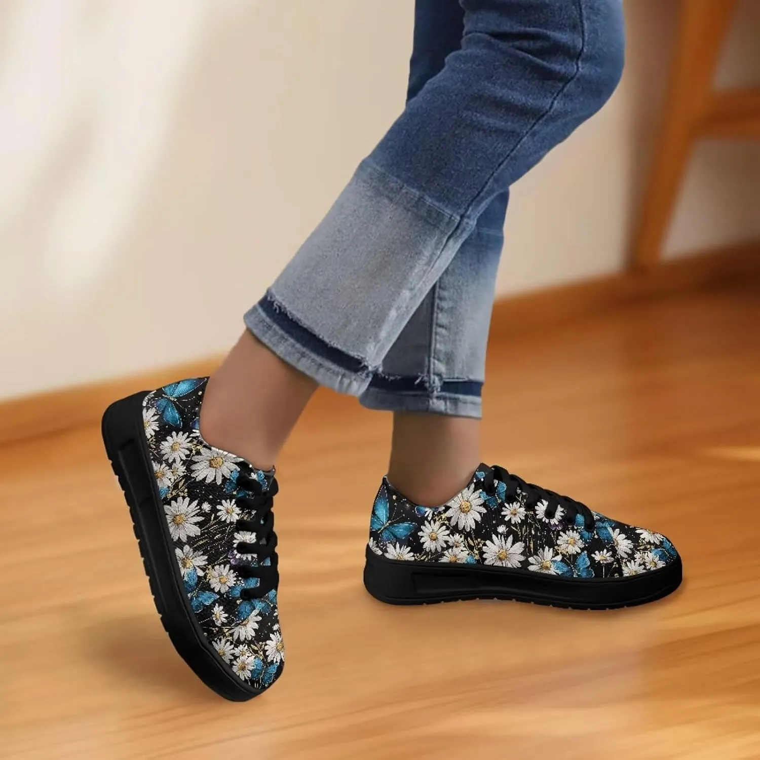 Canvas Shoes Lace-Up Low Top Sneakers Womens Fashion Casual Shoes Walking Comfortable Platform Canvas Sneakers