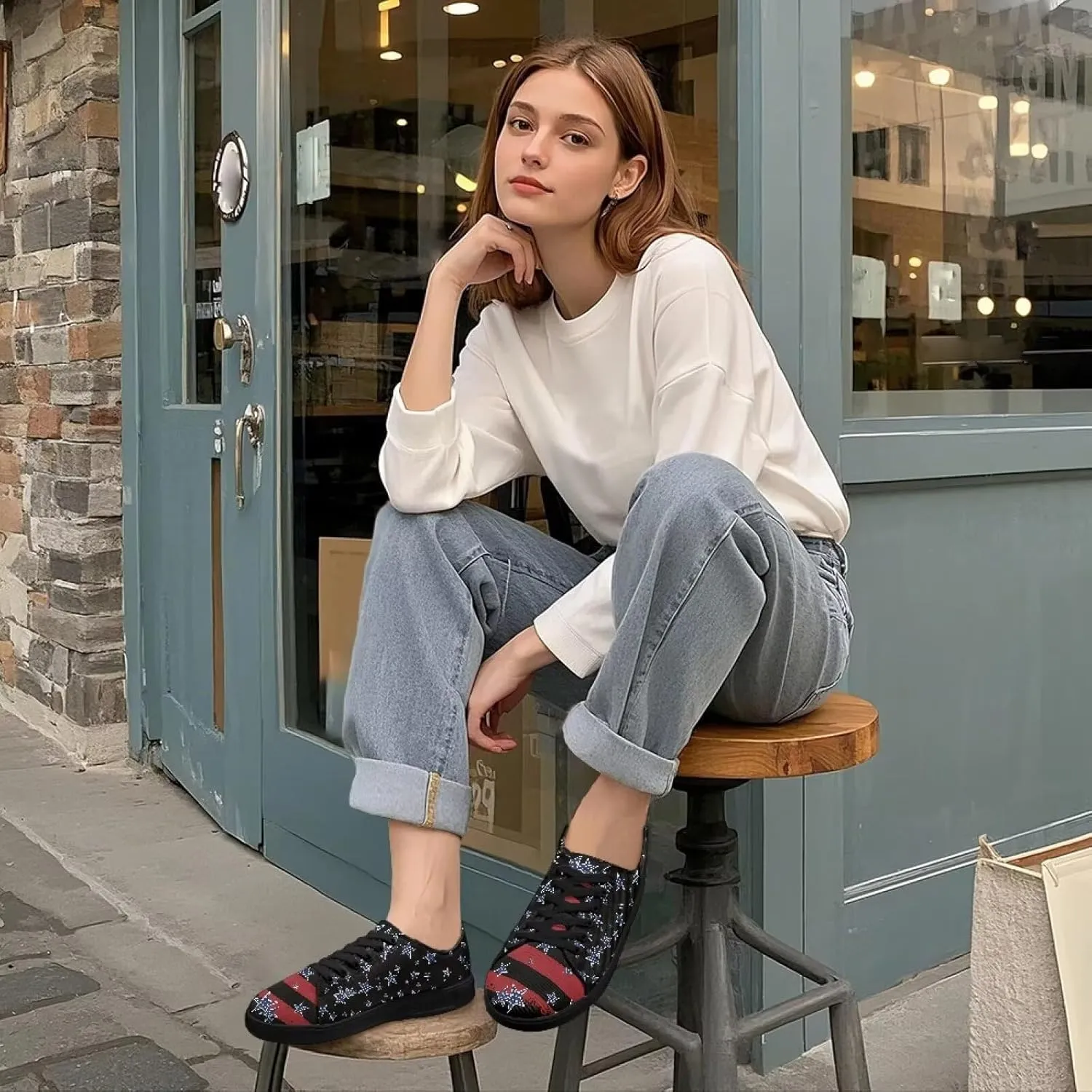 Canvas Shoes Lace-Up Low Top Sneakers Womens Fashion Casual Shoes Walking Comfortable Platform Canvas Sneakers