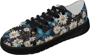 Canvas Shoes Lace-Up Low Top Sneakers Womens Fashion Casual Shoes Walking Comfortable Platform Canvas Sneakers