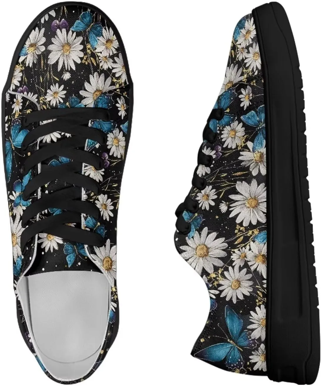Canvas Shoes Lace-Up Low Top Sneakers Womens Fashion Casual Shoes Walking Comfortable Platform Canvas Sneakers