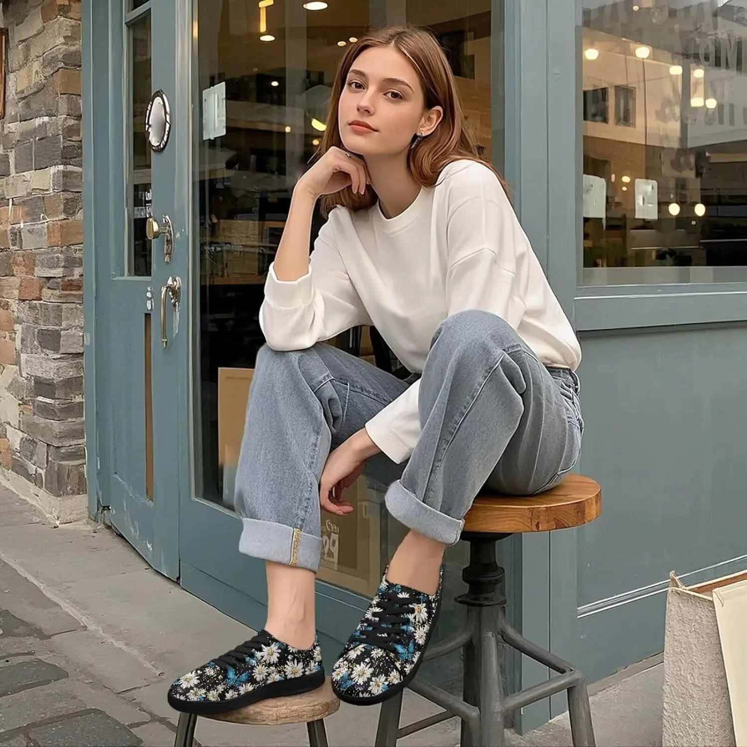 Canvas Shoes Lace-Up Low Top Sneakers Womens Fashion Casual Shoes Walking Comfortable Platform Canvas Sneakers