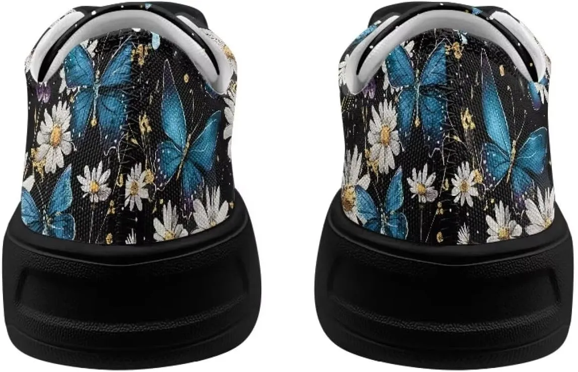 Canvas Shoes Lace-Up Low Top Sneakers Womens Fashion Casual Shoes Walking Comfortable Platform Canvas Sneakers