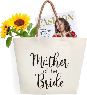 Canvas Tote Bag for Mother of the Bride, Multipurpose Shoulder Bag with Leather Handle, Mom Gifts for Mother in Law at Bridal Shower, Engagement, Bachelorette Party, Appreciation Gift from Groom-10s