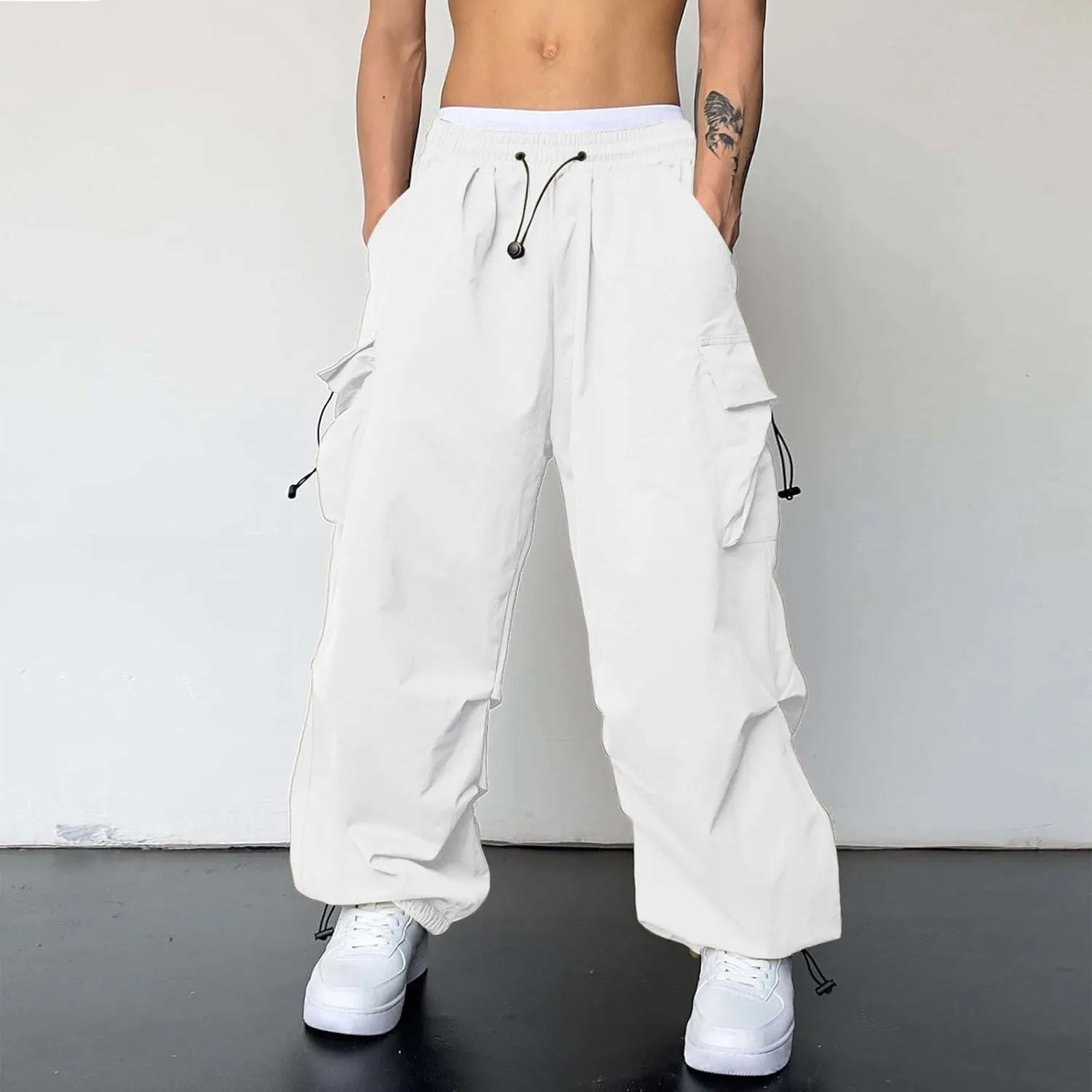 Cargo Work Pant Men Elasticated Casual Track Lounge Pants Loungewear Sweatpant Pockets Relaxed Fit Joggers