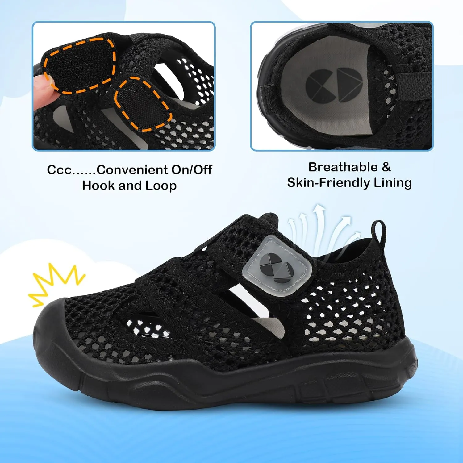 Centipede Demon Toddler Sandals for Boys Girls Qucik Dry Kids Water Sandals Outdoor Breathable Aqua Shoes Lightweight Summer Barefoot Shoes for Swim Pool Beach