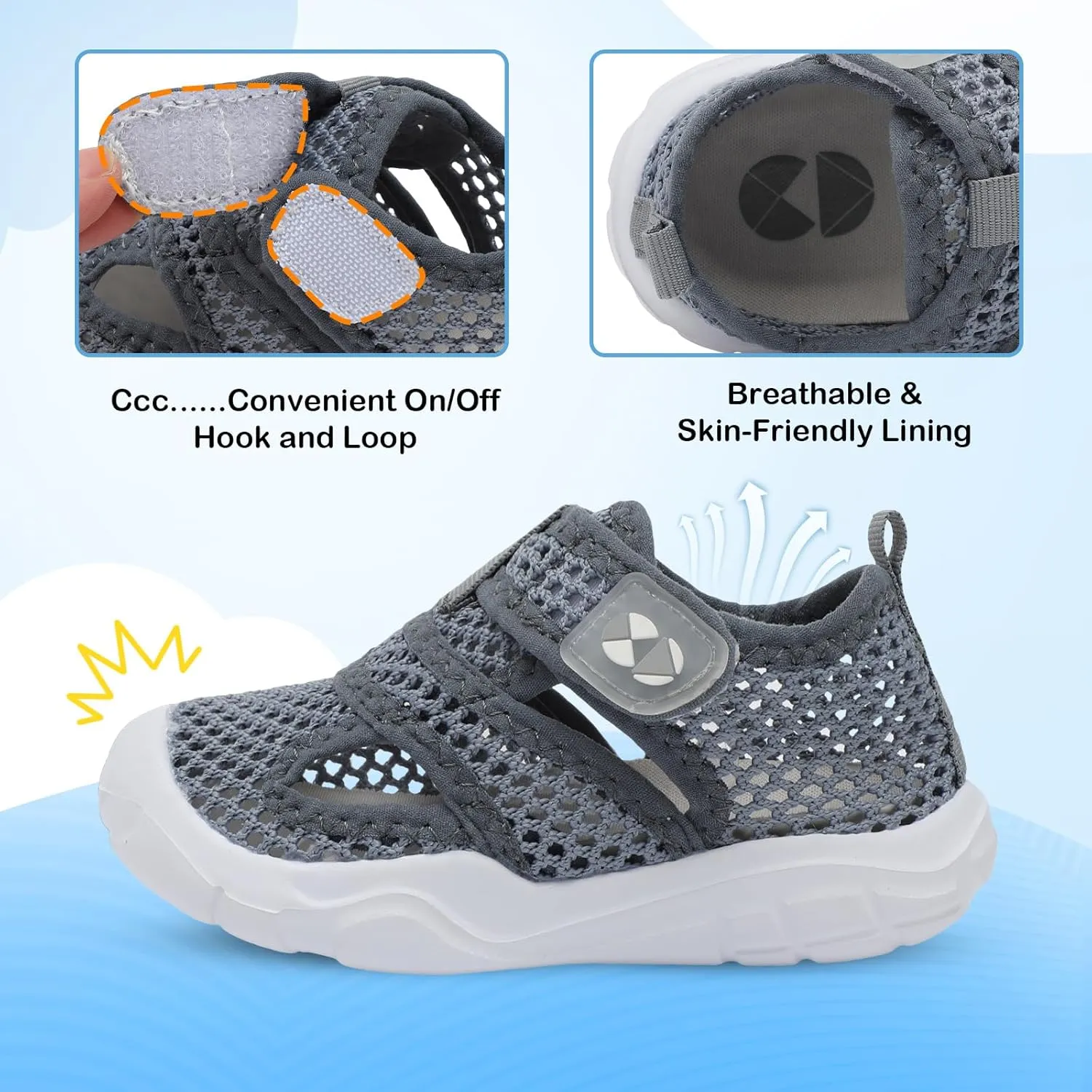 Centipede Demon Toddler Sandals for Boys Girls Qucik Dry Kids Water Sandals Outdoor Breathable Aqua Shoes Lightweight Summer Barefoot Shoes for Swim Pool Beach