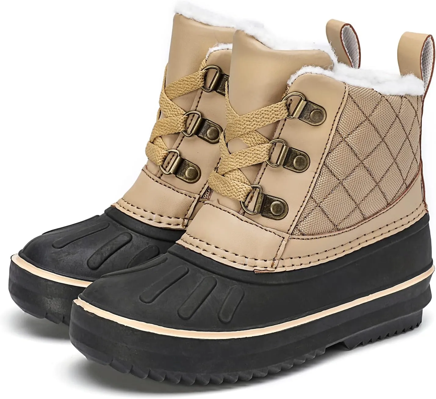 CERYTHRINA Unisex-Child Bootie Snow Boot Duck Girls and Boys Lace Up Rain Duck Boots