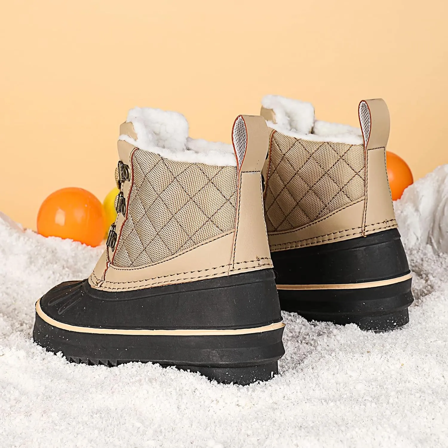 CERYTHRINA Unisex-Child Bootie Snow Boot Duck Girls and Boys Lace Up Rain Duck Boots