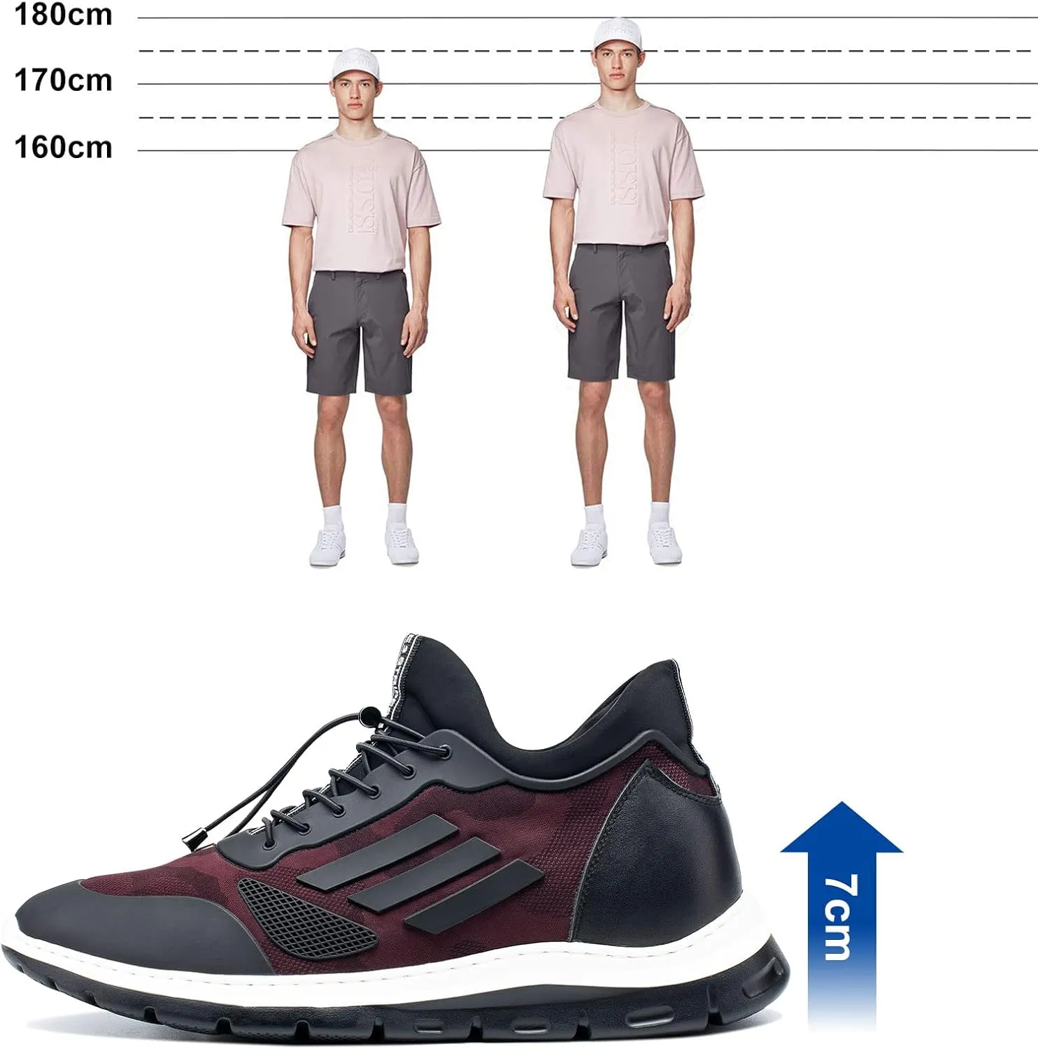 CHAMARIPA Men's Invisible Height Increasing Elevator Sneakers, Casual Fashion Hidden Heel Knit Shoes - Stylish, Comfortable, and Breathable 2.36"/ 2.76"/ 3.15" Inches Taller Handcrafted