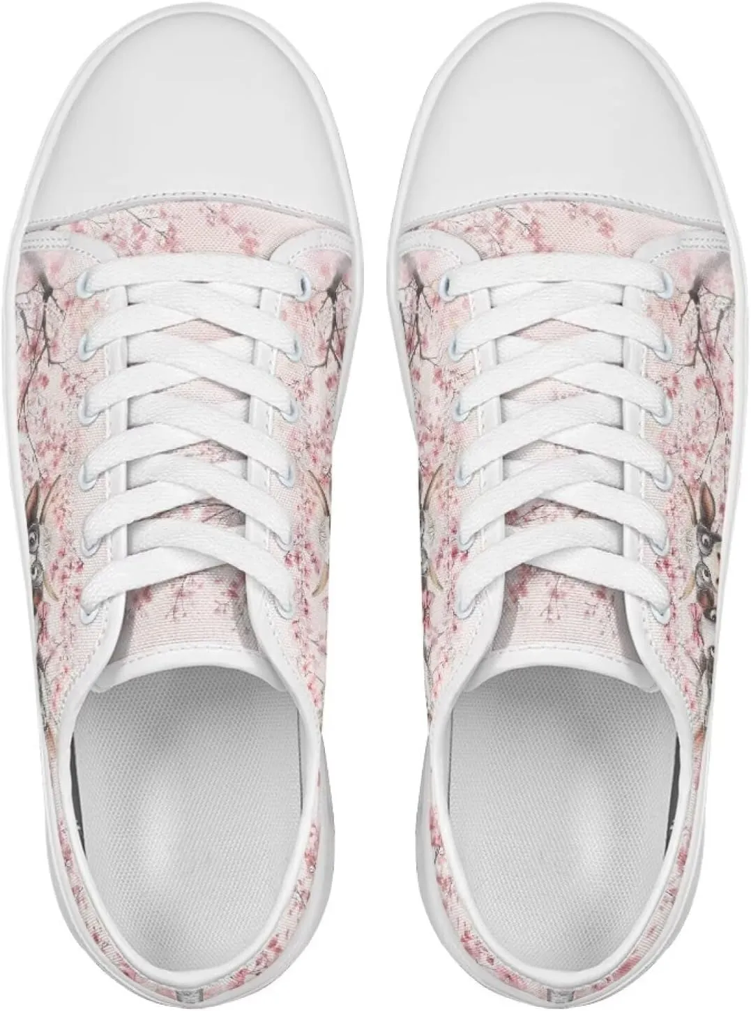 Cherry Blossoms Canvas Shoes for Women Classic Low Top Sneakers Fashion Slip on Work Shoes for Daily Walks