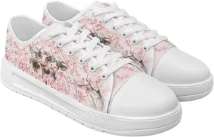 Cherry Blossoms Canvas Shoes for Women Classic Low Top Sneakers Fashion Slip on Work Shoes for Daily Walks