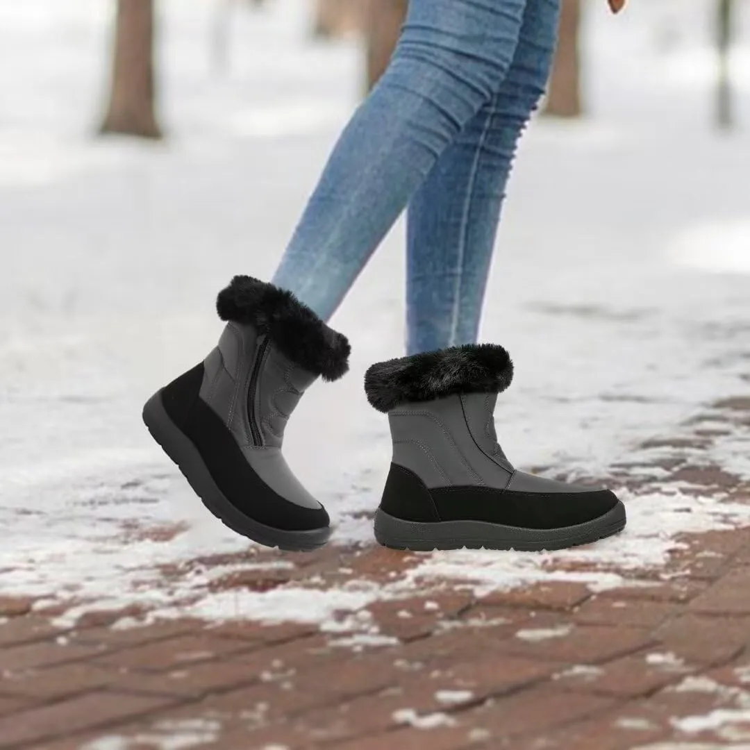 Cheval Winter Snow Zip Up Boots for Women, Fur Lined Warm Ankle Booties, Outdoor Anti-slip Waterproof Comfortable Short Boot, Botas De Invierno Para Mujert