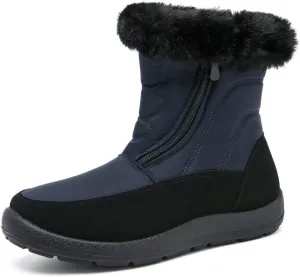 Cheval Winter Snow Zip Up Boots for Women, Fur Lined Warm Ankle Booties, Outdoor Anti-slip Waterproof Comfortable Short Boot, Botas De Invierno Para Mujert