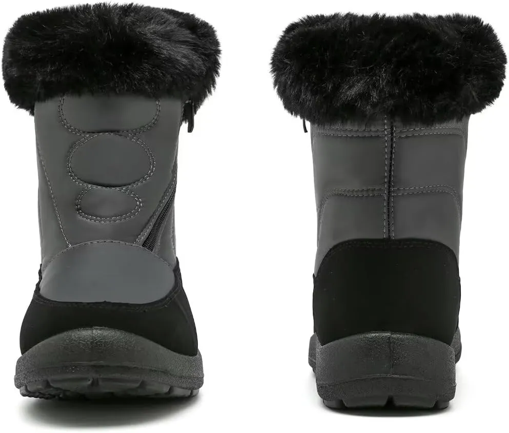 Cheval Winter Snow Zip Up Boots for Women, Fur Lined Warm Ankle Booties, Outdoor Anti-slip Waterproof Comfortable Short Boot, Botas De Invierno Para Mujert