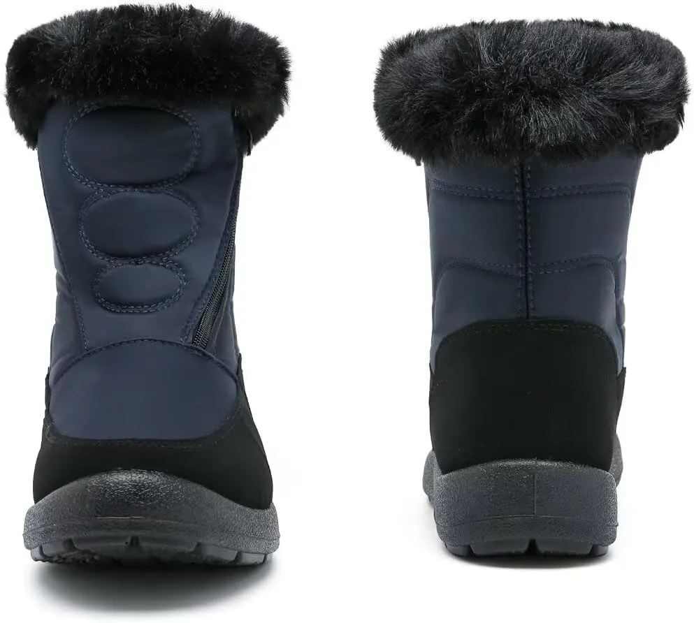 Cheval Winter Snow Zip Up Boots for Women, Fur Lined Warm Ankle Booties, Outdoor Anti-slip Waterproof Comfortable Short Boot, Botas De Invierno Para Mujert