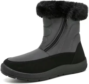 Cheval Winter Snow Zip Up Boots for Women, Fur Lined Warm Ankle Booties, Outdoor Anti-slip Waterproof Comfortable Short Boot, Botas De Invierno Para Mujert