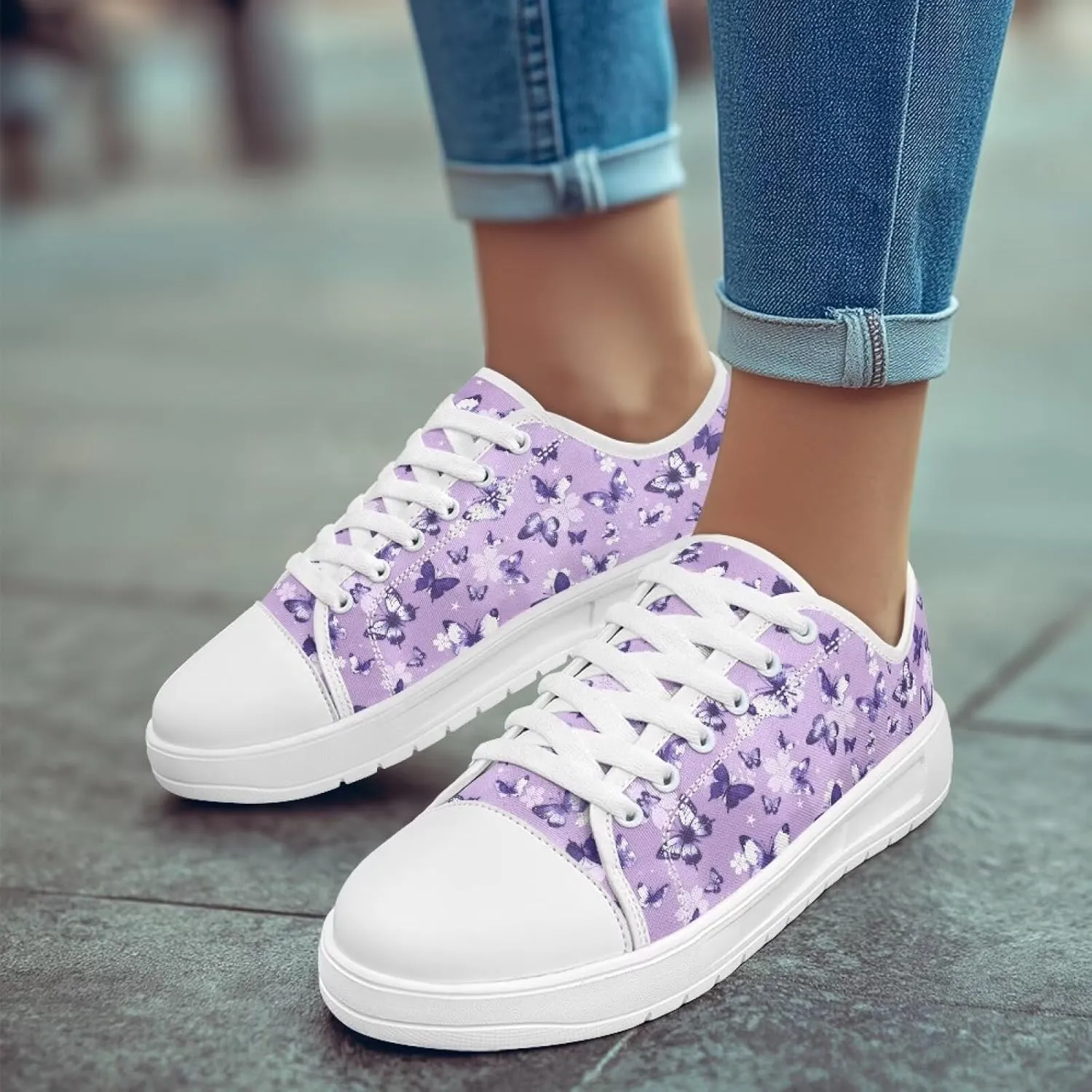 Classic Fashion Sneakers Canvas Shoes for Women Lace Up Low Top Canvas Casual Sneakers Lightweight Breathable Wide Toe Shoes