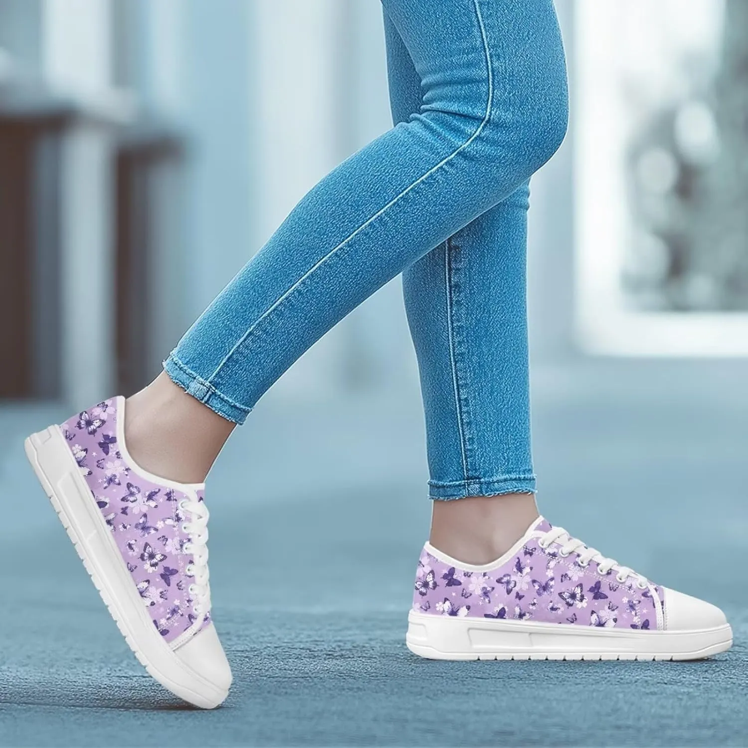 Classic Fashion Sneakers Canvas Shoes for Women Lace Up Low Top Canvas Casual Sneakers Lightweight Breathable Wide Toe Shoes