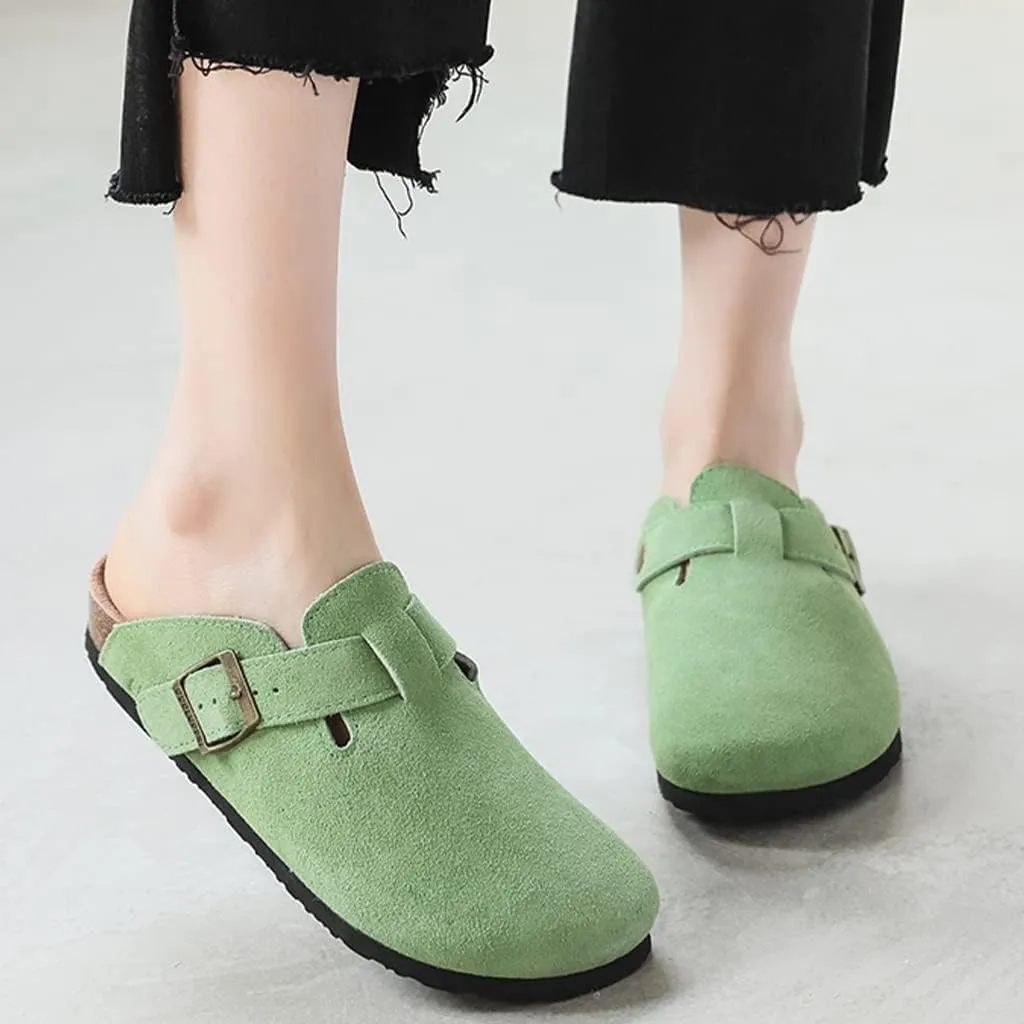 Clogs Shoes Women Men Leather, Slip On Mules Casual Summer Slippers Handmade Clogs and Mules Soft Beach ls Ladies Flowers Summer Shoes
