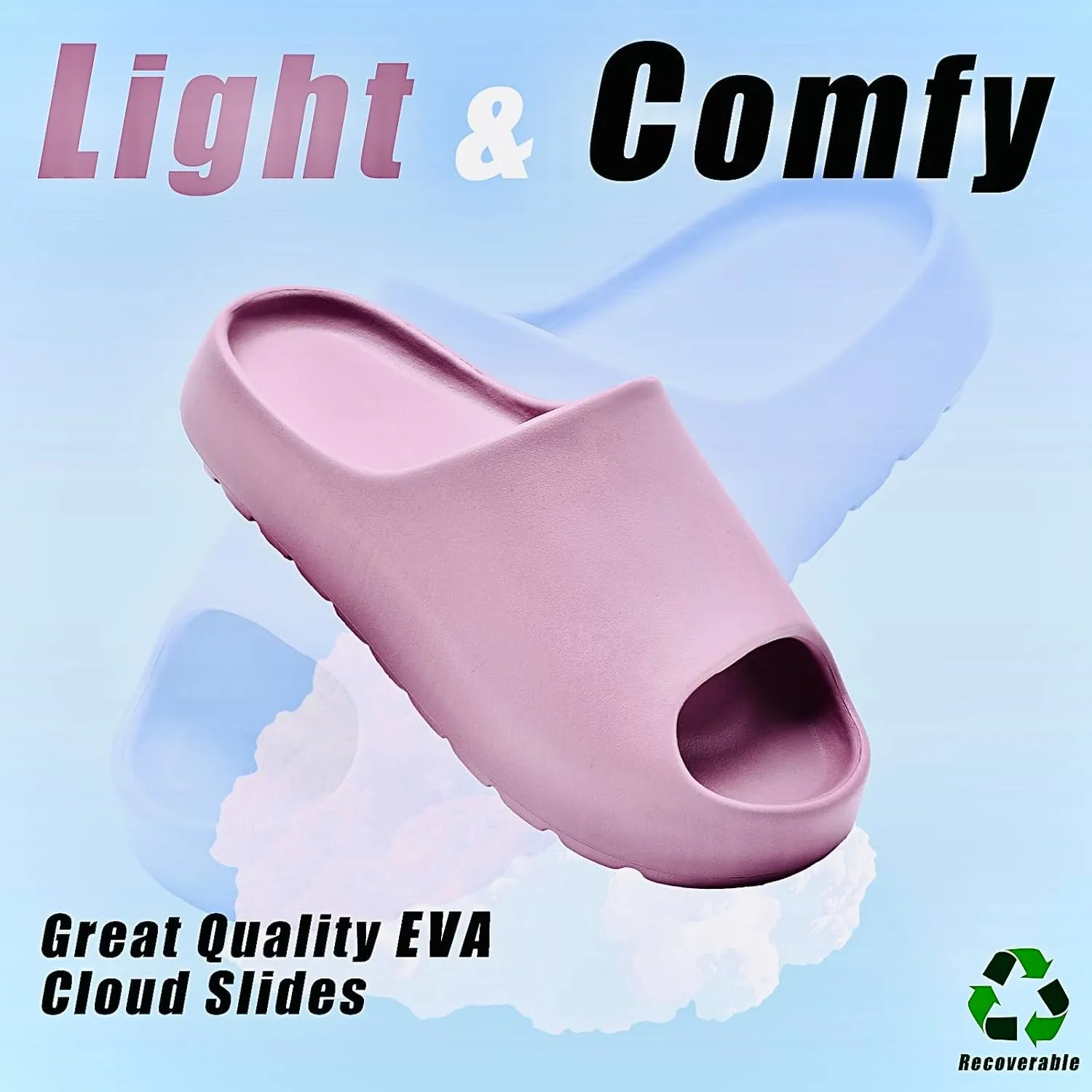 Cloud Slides for Men Women,House Slippers Unisex,Anti-slip Quickly Dry Shower Shoes,Sandals for Indoor & Outdoor,Spa,Gym,Pool