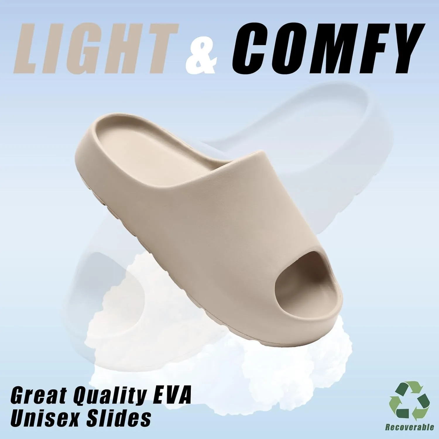 Cloud Slides for Men Women,House Slippers Unisex,Anti-slip Quickly Dry Shower Shoes,Sandals for Indoor & Outdoor,Spa,Gym,Pool