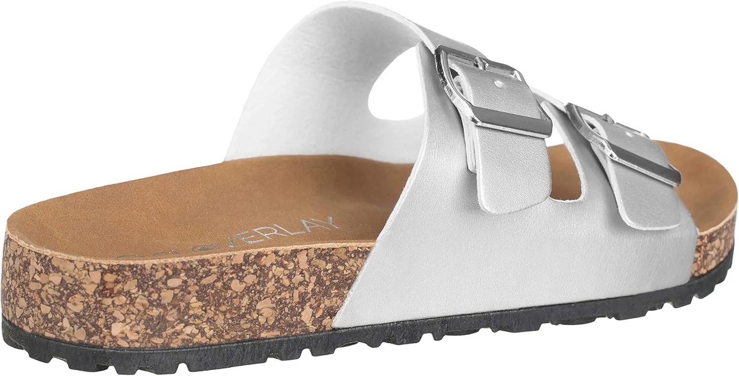 CLOVERLAY Women's Slide Sandals Casual Cork Footbed Platform Sandals Open Toe Slides
