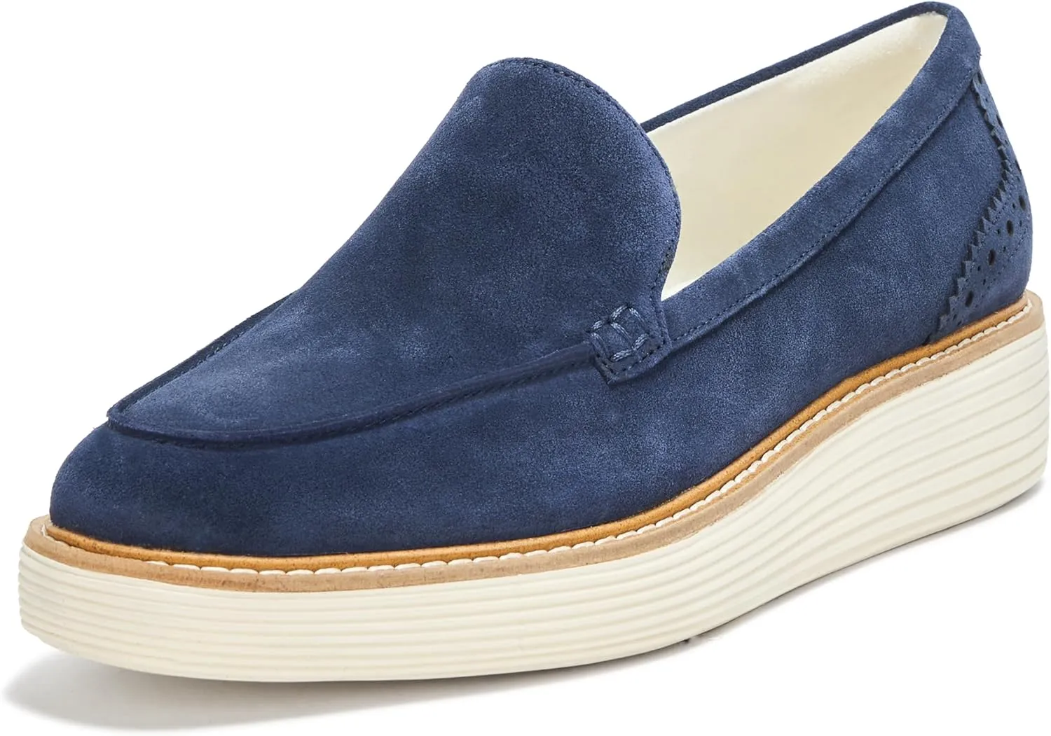 Cole Haan Women's Originalgrand Platform Venetian Loafers Flat, Midnight Moon Suede/Ivory, 8.5