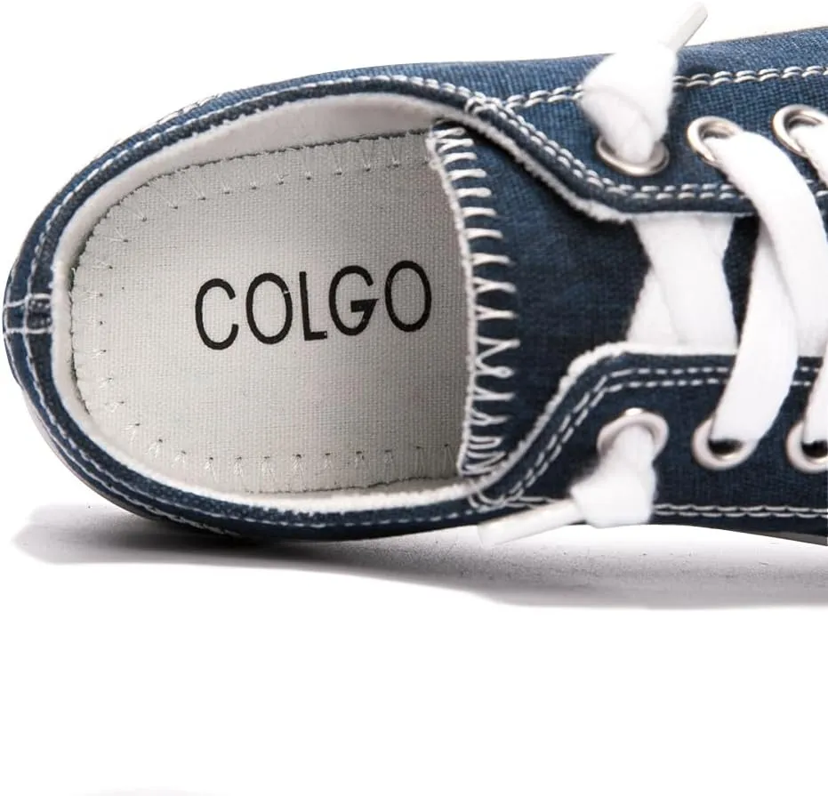 Colgo Boys Girls Sneakers Canvas Lace up Walking Shoes for Little Big Kids Size 11-6