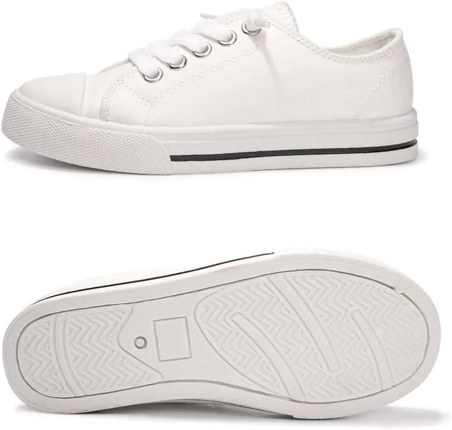 Colgo Boys Girls Sneakers Canvas Lace up Walking Shoes for Little Big Kids Size 11-6