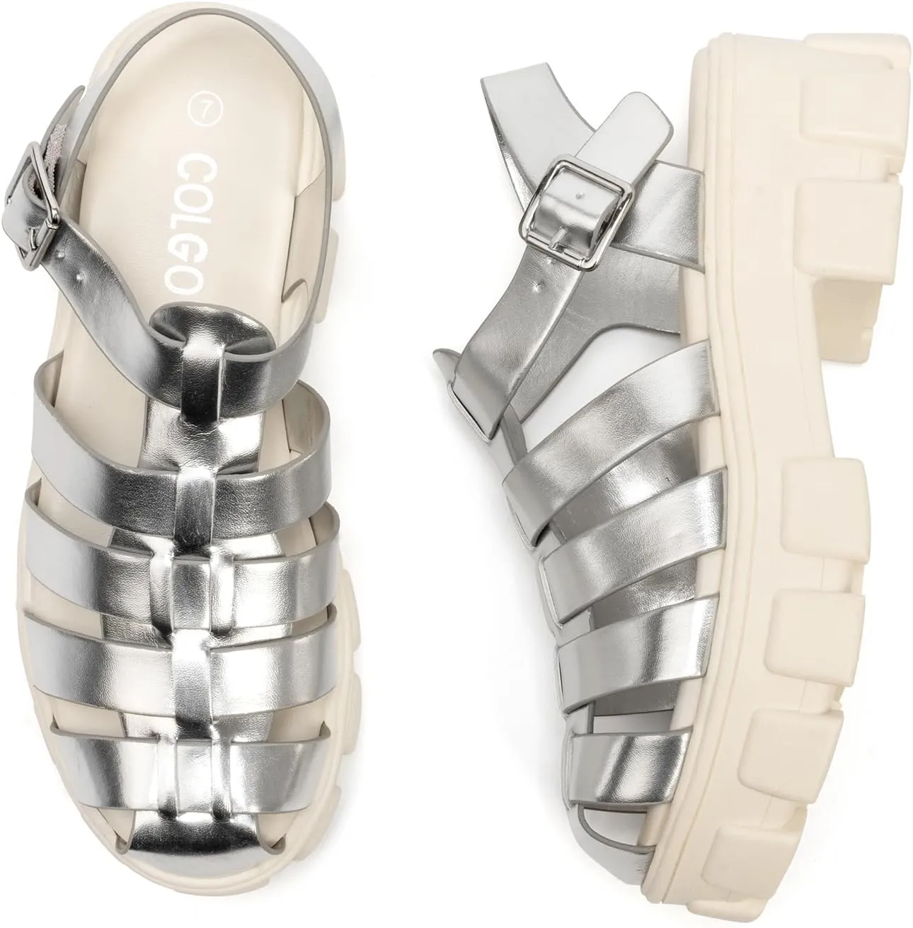 Colgo Womens Platform Wedge Sandals Chunky Block Heeled Adjustable Buckle Fisherman Sandals for Summer