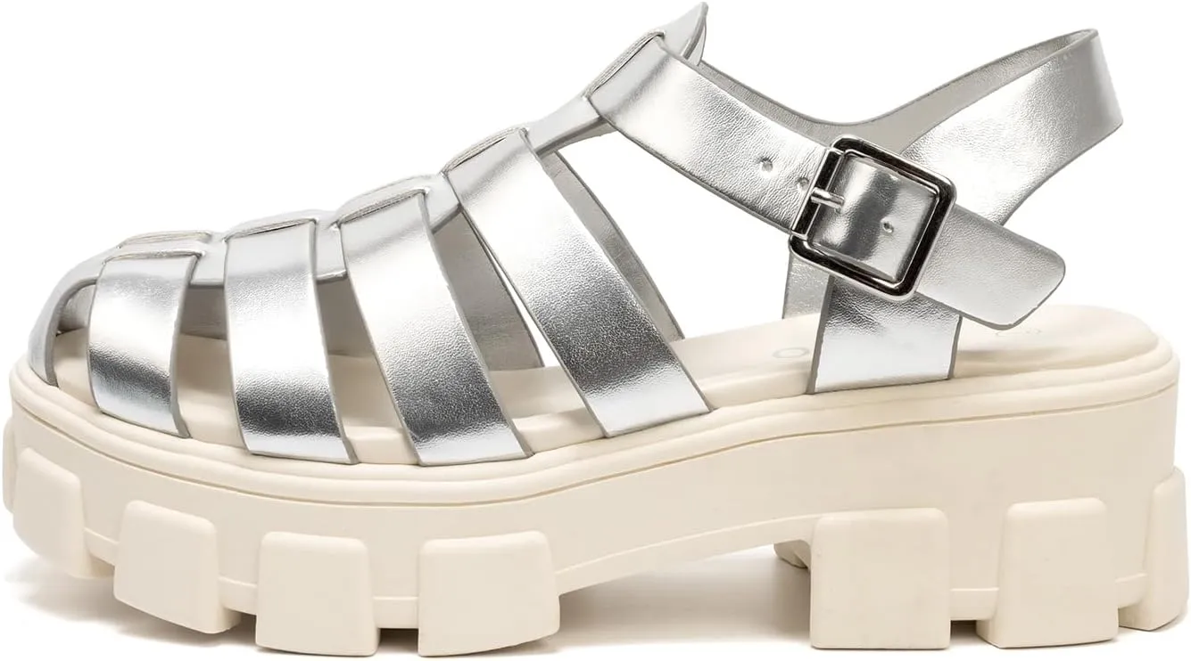 Colgo Womens Platform Wedge Sandals Chunky Block Heeled Adjustable Buckle Fisherman Sandals for Summer