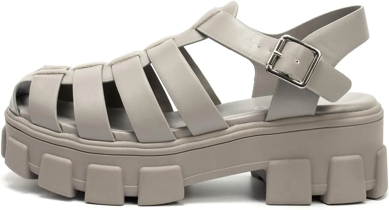 Colgo Womens Platform Wedge Sandals Chunky Block Heeled Adjustable Buckle Fisherman Sandals for Summer