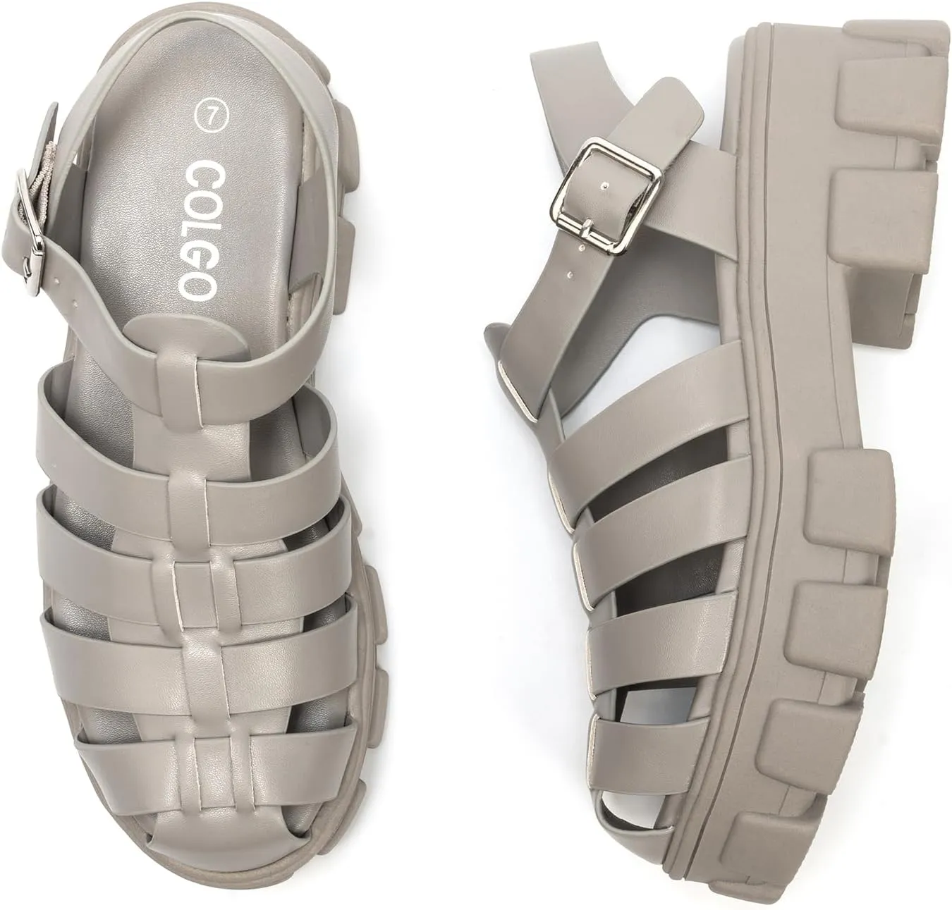 Colgo Womens Platform Wedge Sandals Chunky Block Heeled Adjustable Buckle Fisherman Sandals for Summer