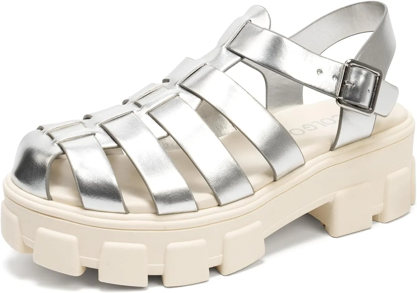Colgo Womens Platform Wedge Sandals Chunky Block Heeled Adjustable Buckle Fisherman Sandals for Summer