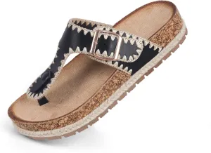 Comfortable Cork Sandals, Women's Open-Toe Slip On Buckle with Arch Support, Beach & Dressy Summer
