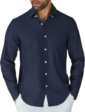 COOFANDY Mens Long Sleeve Button Down Shirt Casual Untucked Shirts for Men Oxford Dress Shirts