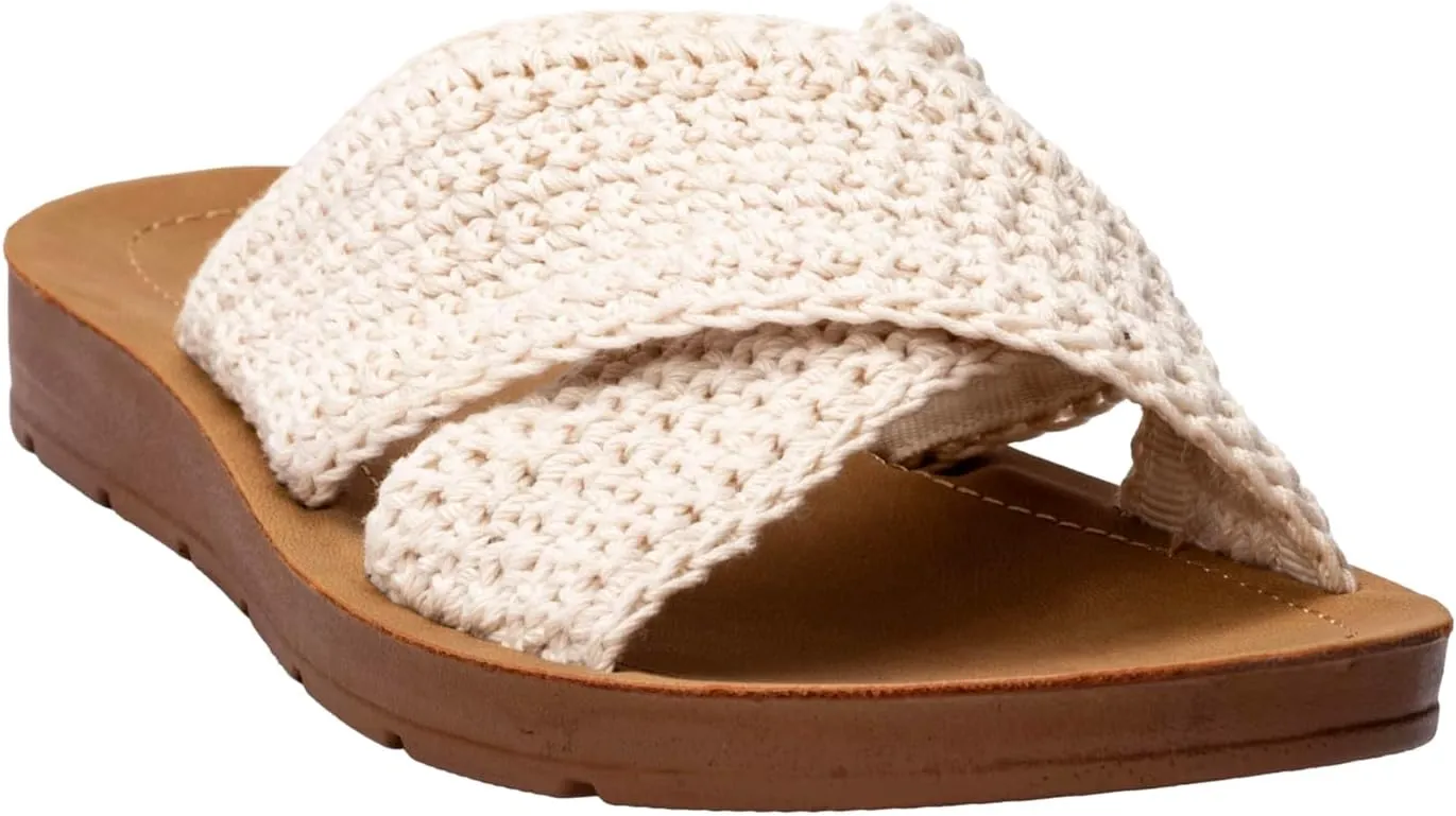 Corkys Footwear Womens Dig It Sandals - Featuring Unique Criss-Cross Straps, A Cushioned Insole, and Elastic Gore - Stylish and Comfortable for Everyday Wear