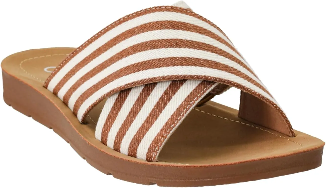 Corkys Footwear Womens Dig It Sandals - Featuring Unique Criss-Cross Straps, A Cushioned Insole, and Elastic Gore - Stylish and Comfortable for Everyday Wear