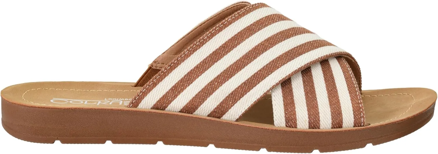 Corkys Footwear Womens Dig It Sandals - Featuring Unique Criss-Cross Straps, A Cushioned Insole, and Elastic Gore - Stylish and Comfortable for Everyday Wear