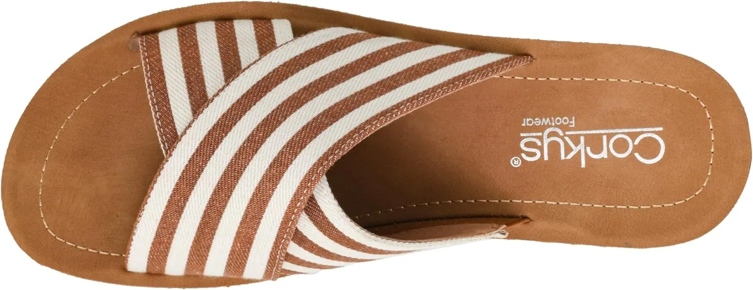 Corkys Footwear Womens Dig It Sandals - Featuring Unique Criss-Cross Straps, A Cushioned Insole, and Elastic Gore - Stylish and Comfortable for Everyday Wear