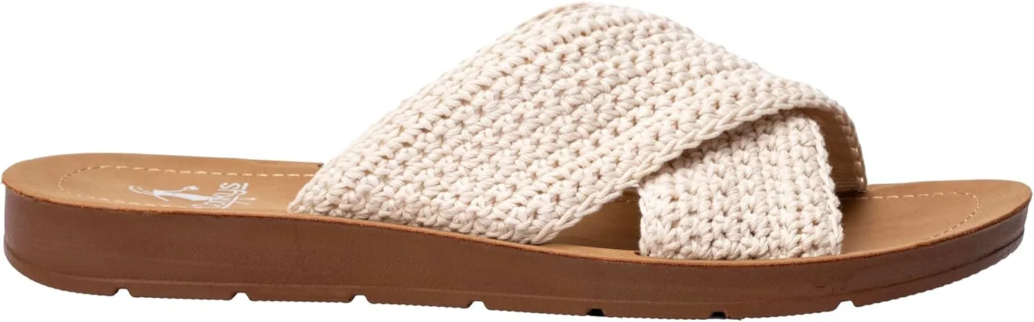 Corkys Footwear Womens Dig It Sandals - Featuring Unique Criss-Cross Straps, A Cushioned Insole, and Elastic Gore - Stylish and Comfortable for Everyday Wear