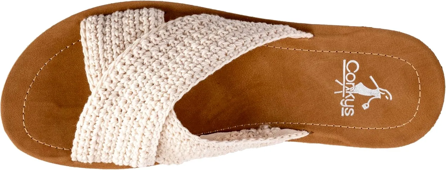 Corkys Footwear Womens Dig It Sandals - Featuring Unique Criss-Cross Straps, A Cushioned Insole, and Elastic Gore - Stylish and Comfortable for Everyday Wear