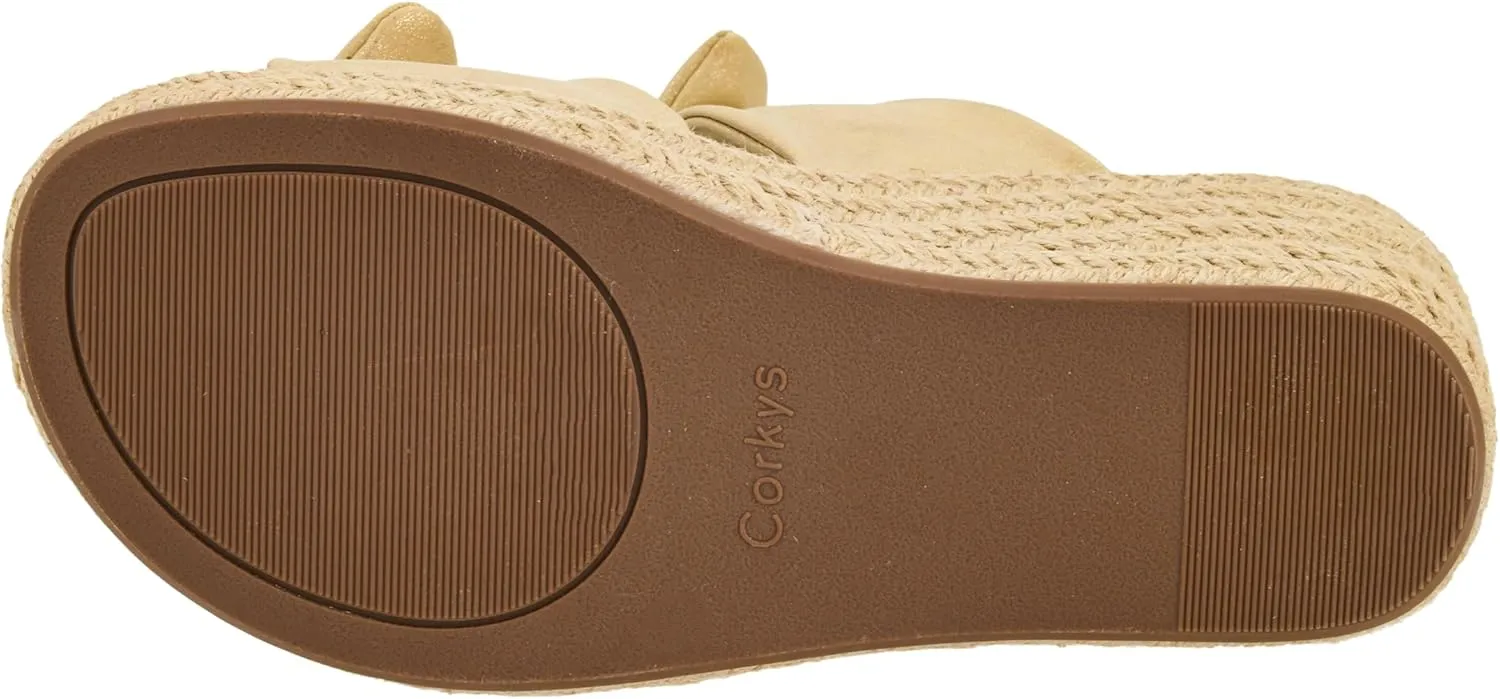 Corkys Footwear Women's Tie The Knot Wedge Sandal - 2.5 Inch Cushioned Wedge, Slip On Closure for Comfort & Style, Perfect for Casual & Dressy Outfits, All Day Wear