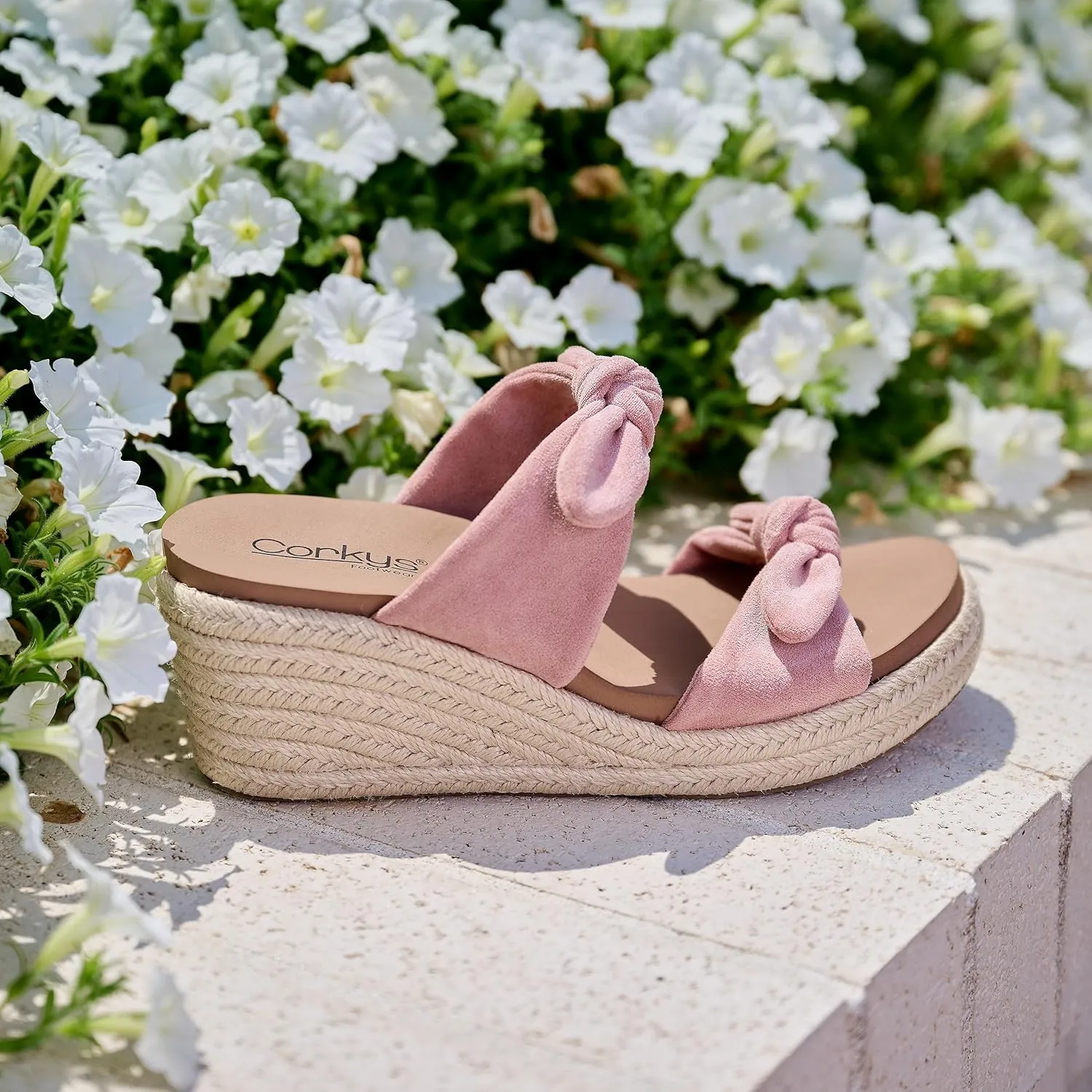 Corkys Footwear Women's Tie The Knot Wedge Sandal - 2.5 Inch Cushioned Wedge, Slip On Closure for Comfort & Style, Perfect for Casual & Dressy Outfits, All Day Wear