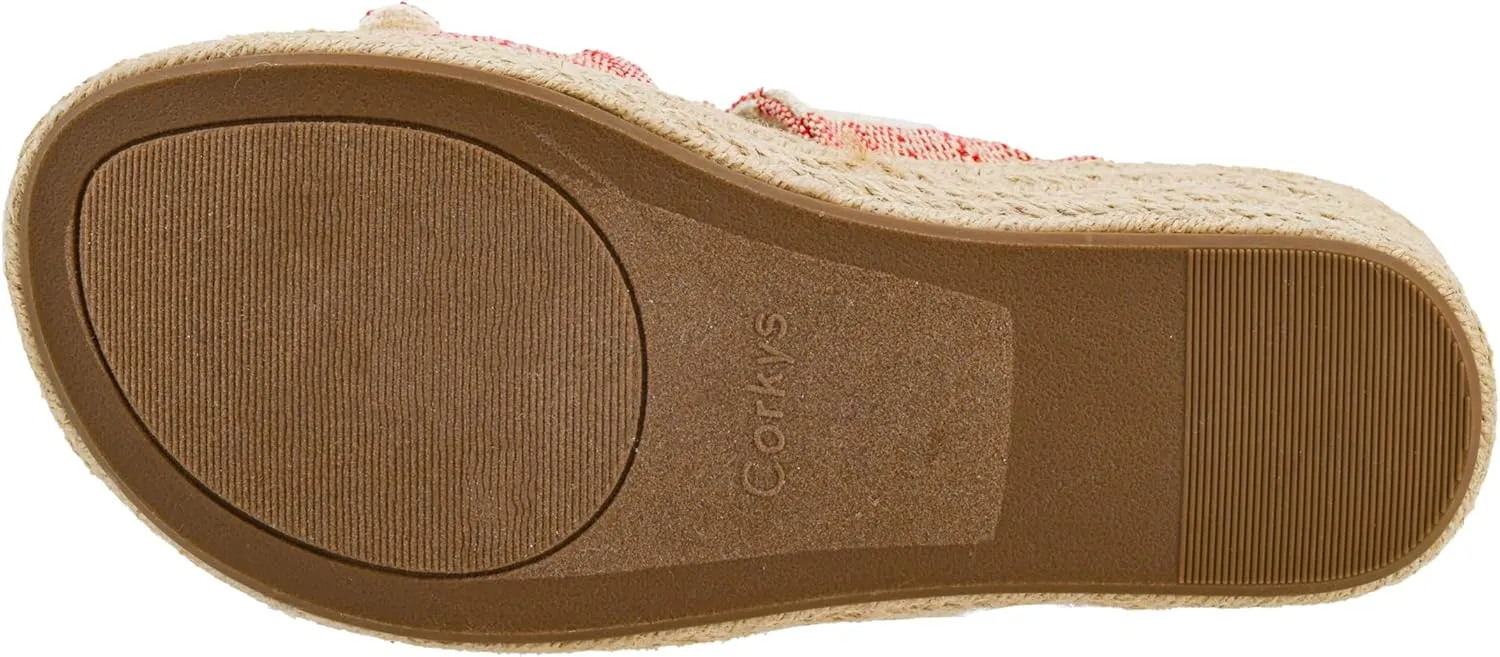 Corkys Footwear Women's Tie The Knot Wedge Sandal - 2.5 Inch Cushioned Wedge, Slip On Closure for Comfort & Style, Perfect for Casual & Dressy Outfits, All Day Wear